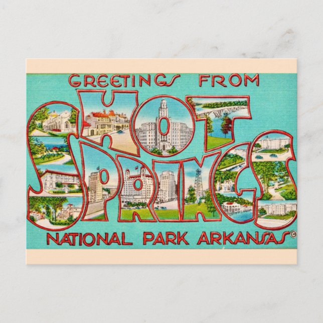Tarjetas Postales Antiguas de Hot Springs Arkansas (Anverso)