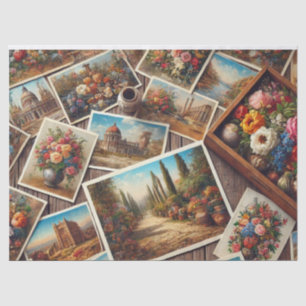 Tarjetas Postales Antiguas Papel de Seda para Deco