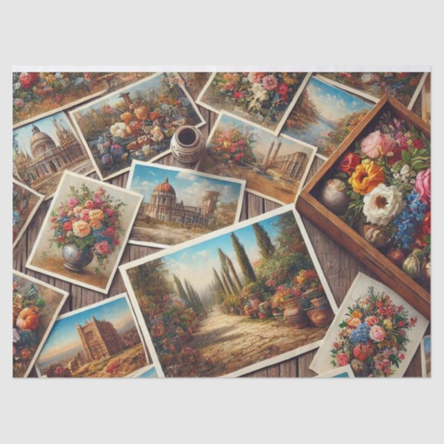 Tarjetas Postales Antiguas Papel de Seda para Deco (Anverso)