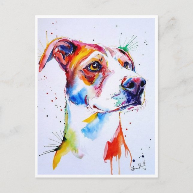 Tarjetas postales - Cachorros de perro acuarelas (Anverso)