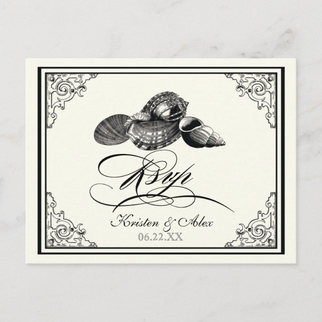 Tarjetas postales clásicas de Boda de crema negra  (Anverso)