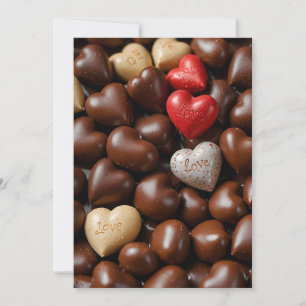 Tarjetas postales con corazón de chocolate