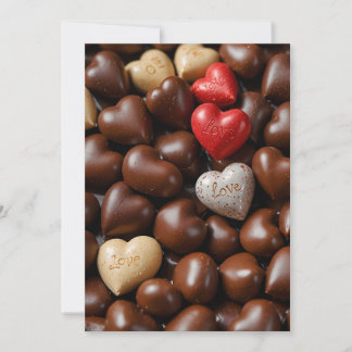 Tarjetas postales con corazón de chocolate amor