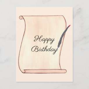 Tarjetas Postales Cumpleaños Feliz Pergamino y Plu