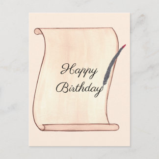 Tarjetas Postales Cumpleaños Feliz Pergamino y Plu