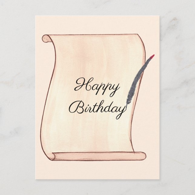 Tarjetas Postales Cumpleaños Feliz Pergamino y Plu (Anverso)