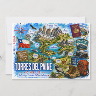 Tarjetas postales de acuarela de Torres del Paine