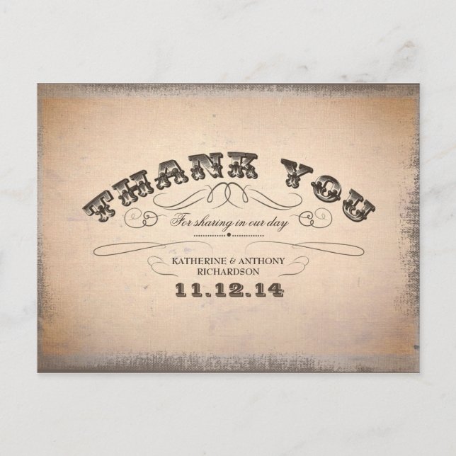 tarjetas postales de agradecimiento al boda (Anverso)