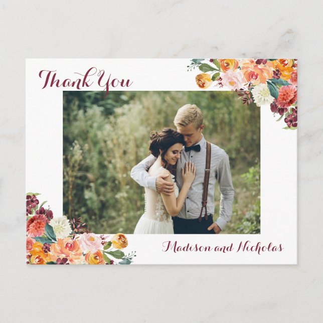 Tarjetas Postales de Agradecimiento con Flores de  (Anverso)