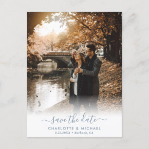Tarjetas Postales de Ahorro de Boda con Foto Azul 