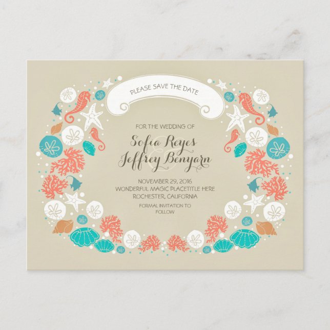 Tarjetas Postales de Ahorro de Boda en la Playa Li (Anverso)