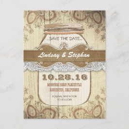 tarjetas postales de ahorro de fecha de boda con f