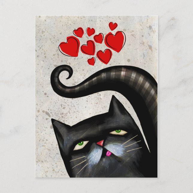 TARJETAS POSTALES DE AMOR DE ARTE DE GATO NEGRO (Anverso)