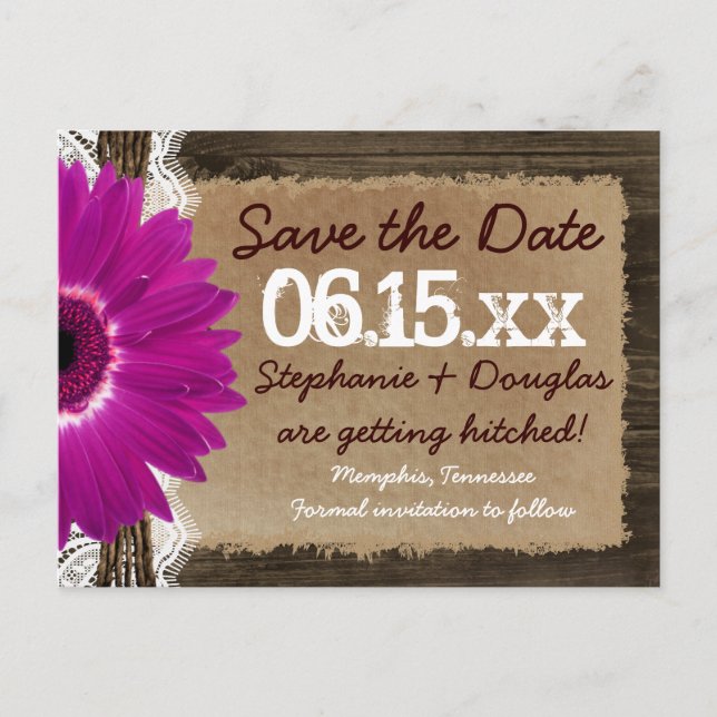 Tarjetas Postales de Anuncio de Boda con Flor de M (Anverso)