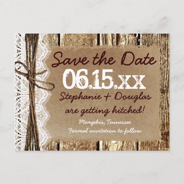 Tarjetas Postales de Anuncio de Boda Country Barn  (Anverso)