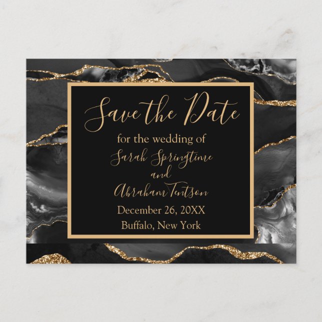 Tarjetas Postales de Anuncio de Boda de Ágata Negr (Anverso)