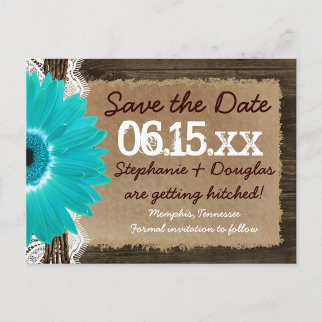 Tarjetas Postales de Anuncio de Boda de Madera Rús (Anverso)