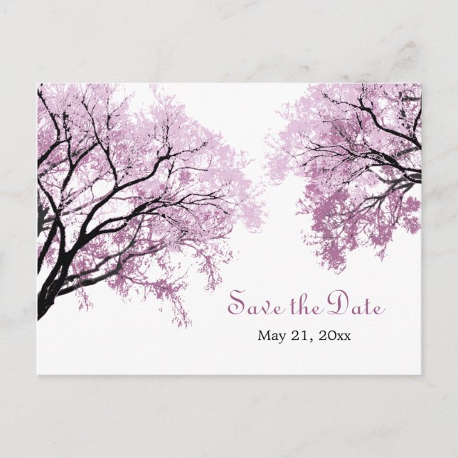 Tarjetas Postales de Árboles Rosa Pastel - Guardar (Anverso)