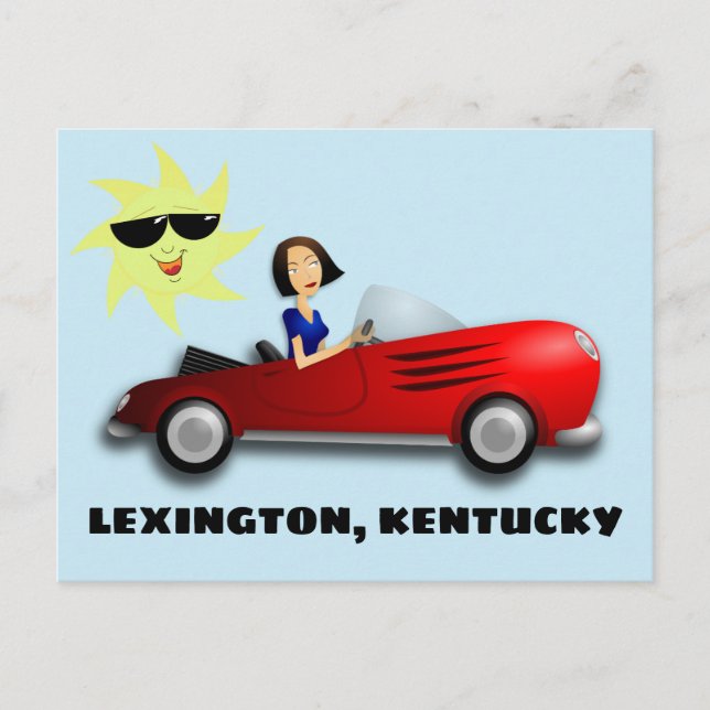 Tarjetas postales de arte de chica en coche de LEX (Anverso)