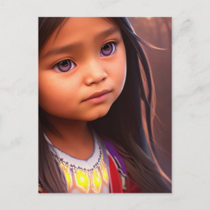 Tarjetas postales de arte de niña india americana 