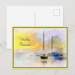 tarjetas postales de barcos al atardecer