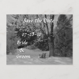 Tarjetas postales de boda de banco de invierno en