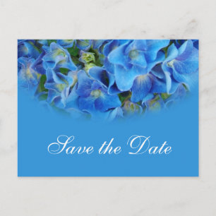 Tarjetas postales de boda de hortensias azules par