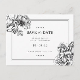 Tarjetas Postales de Boda Floral Monocromo para Gu