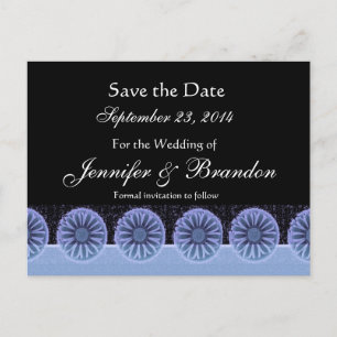 Tarjetas Postales de Boda Flores Azules para Guard