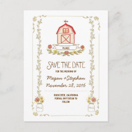 Tarjetas postales de boda rústica en granero para 