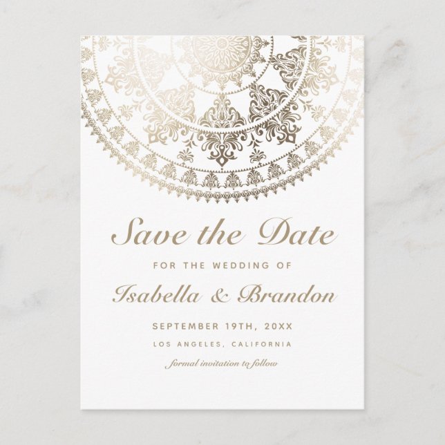 Tarjetas Postales de Boda Save the Date con Hoja d (Anverso)