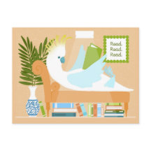 Tarjetas postales de cacatúa de lectura