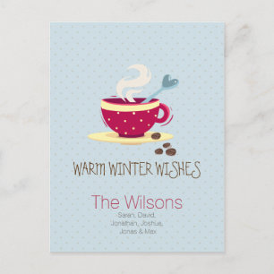 Tarjetas postales de café caliente y deseos más cá