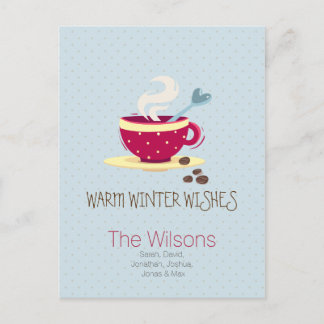 Tarjetas postales de café caliente y deseos más cá