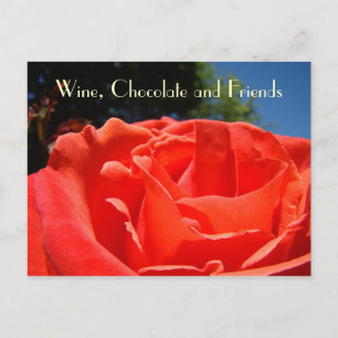 Tarjetas postales de chocolate con vino y amigos F