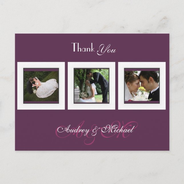 Tarjetas postales de ciruela/boda/agradecimiento (Anverso)