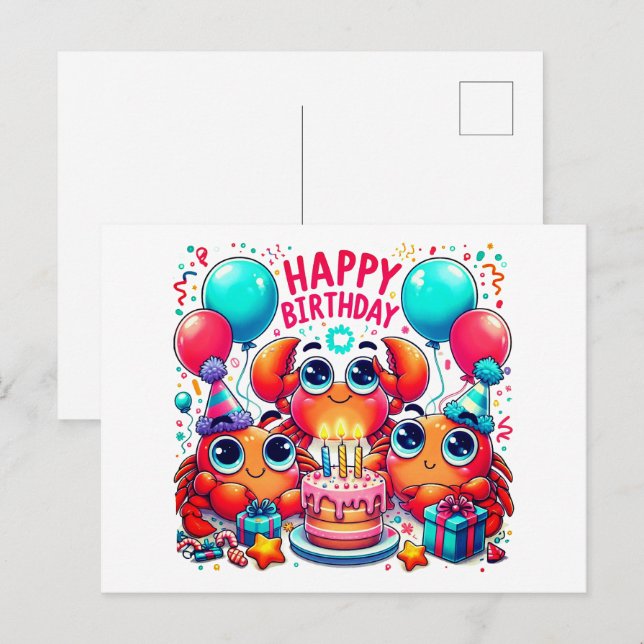 Tarjetas postales de cumpleaños felices lindas (Anverso / Reverso)