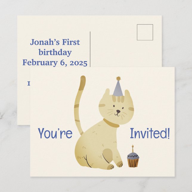 Tarjetas postales de cumpleaños felices te invitam (Anverso / Reverso)