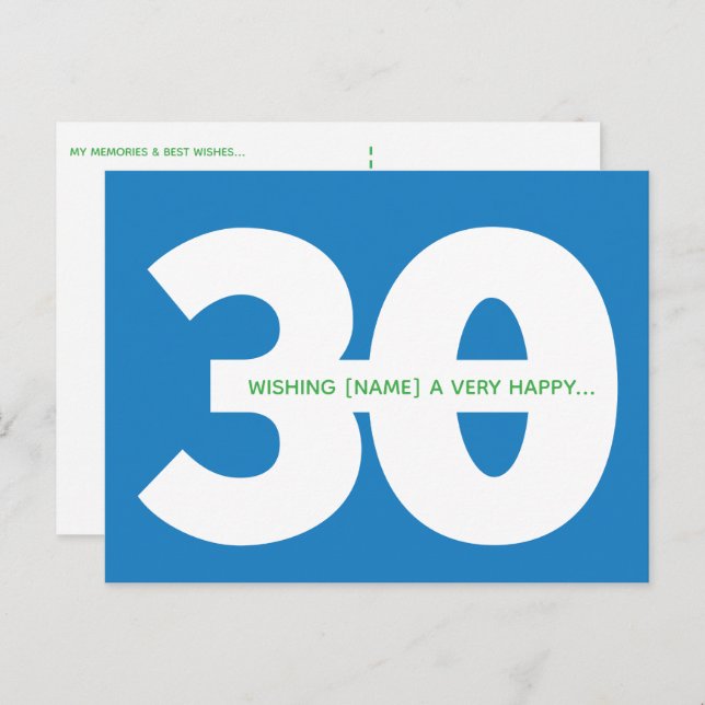 Tarjetas postales de cumpleaños número 30 felices  (Anverso / Reverso)