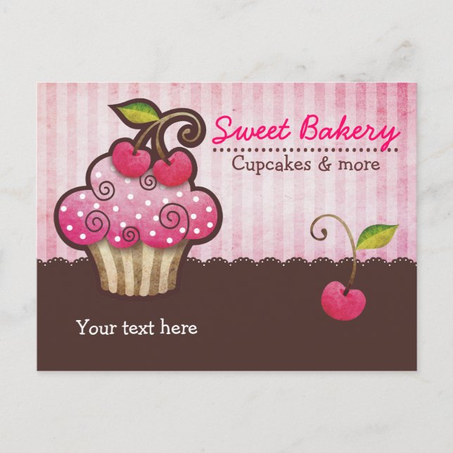 Tarjetas Postales de Cupcake Cherry Berry (Anverso)