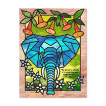 Tarjetas Postales de Elefante de Vidrio Pintado