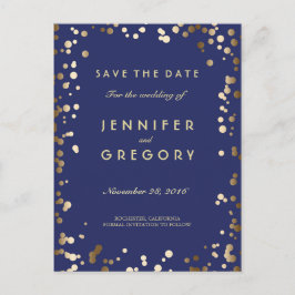 Tarjetas postales de Faux Gold Confetti Navy para 