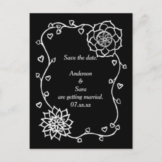 Tarjetas Postales de fecha de bodas con flores bla