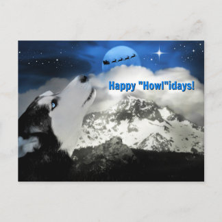 Tarjetas Postales de Felices Fiestas Husky de Ojos