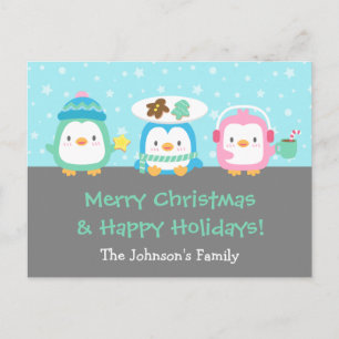 Tarjetas Postales de Feliz Navidad de Pingüinos Ad