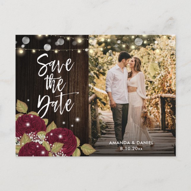 Tarjetas postales de foto de boda de Borgoña para  (Anverso)