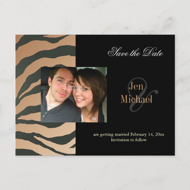 Tarjetas postales de foto Tan  zebra Save the Date (Anverso)