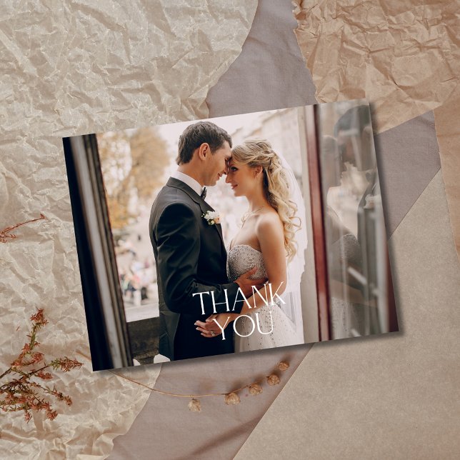 Tarjetas Postales de Fotos de Boda Elegantes y Sim (Thank You Elegant Simple Wedding Photo Postcards)