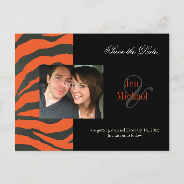 Tarjetas postales de fotos Orange zebra Save the D (Anverso)