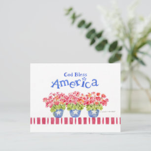 Tarjetas postales de geranios en macetas con bendi